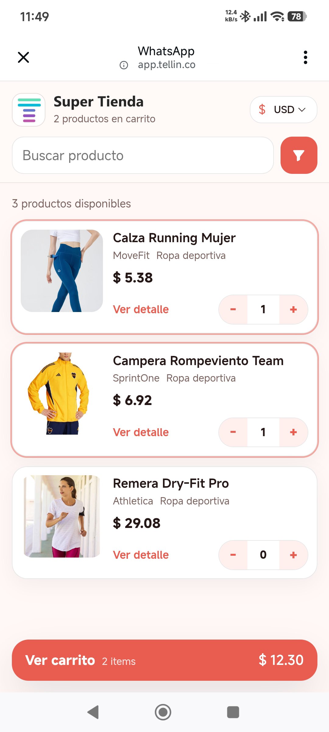 Catalogo de productos en WhatsApp